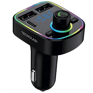 Transmisor FM Bluetooth 5.2 Auto 15.5W USB-C + 2 USB - PS