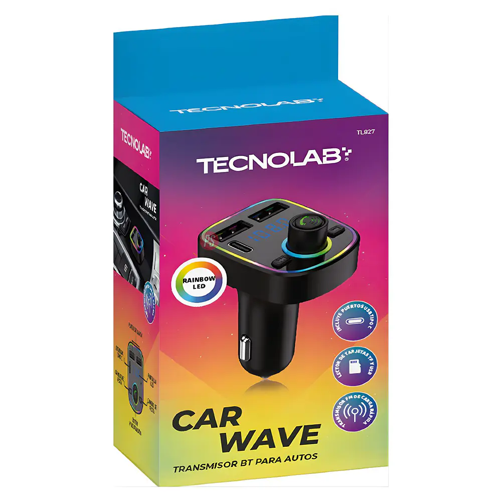 Transmisor FM Bluetooth 5.2 Auto 15.5W USB-C + 2 USB - PS 3