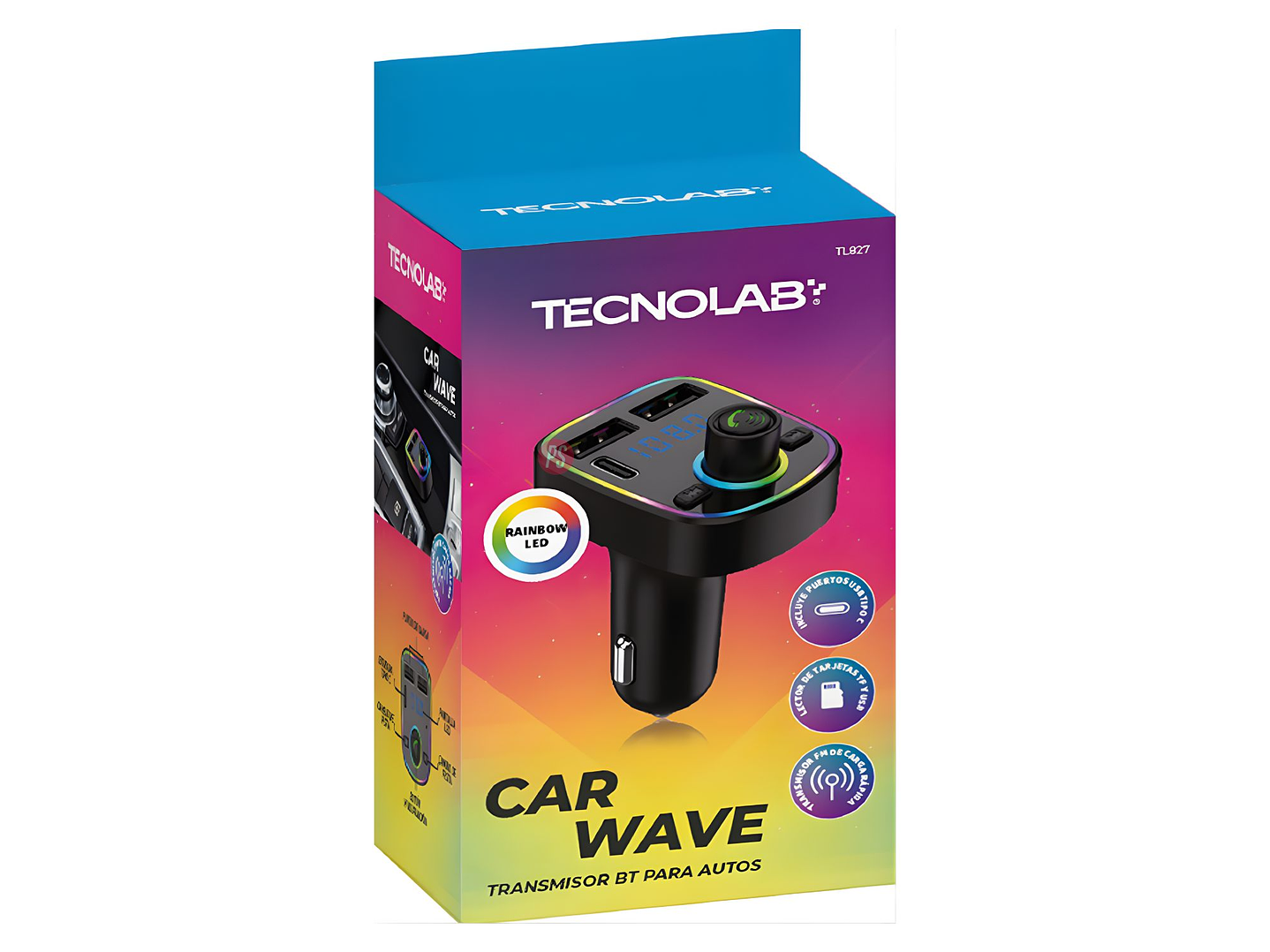 Transmisor FM Bluetooth 5.2 Auto 15.5W USB-C + 2 USB - PS 3