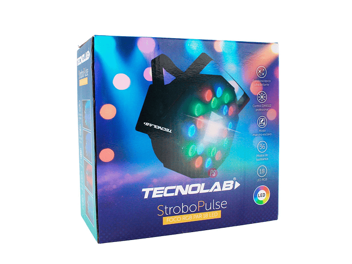 Foco PAR RGB 18 LED 60W Estroboscopico DMX - PS 5