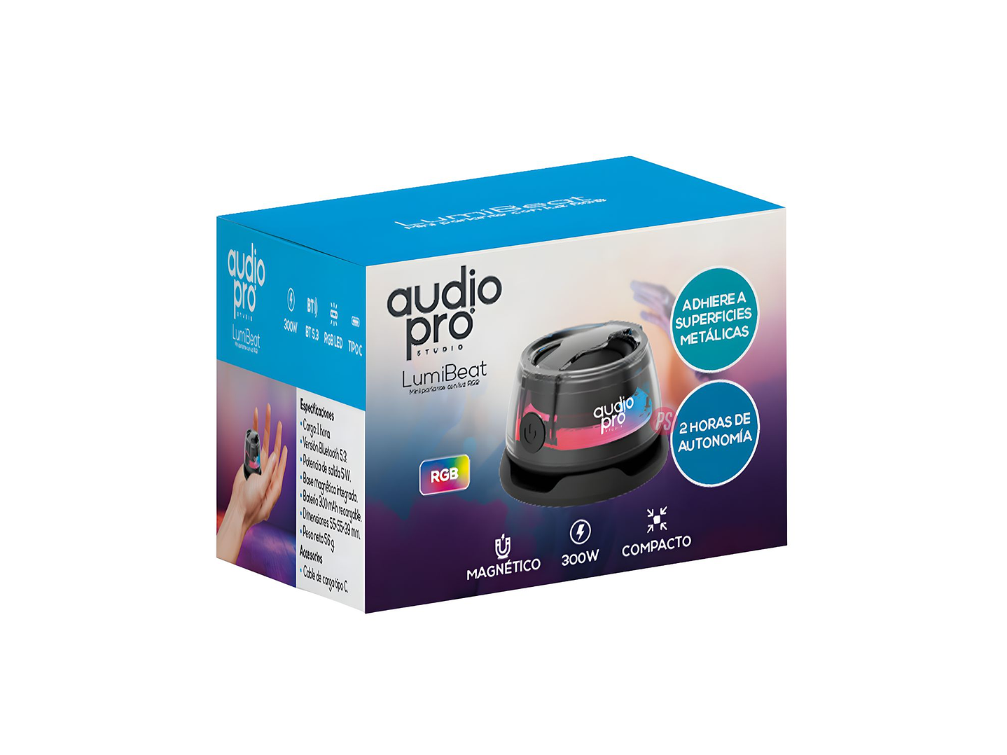 Parlante Mini RGB 5W Magnetico Recargable USB-C Colores - PS 3