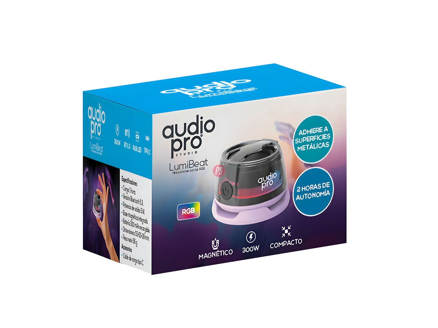 Parlante Mini RGB 5W Magnetico Recargable USB-C Colores - PS 6