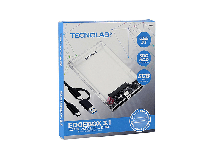 Cofre Disco Duro 2.5 Pulgadas USB-C 5Gbps Transparente - PS 3