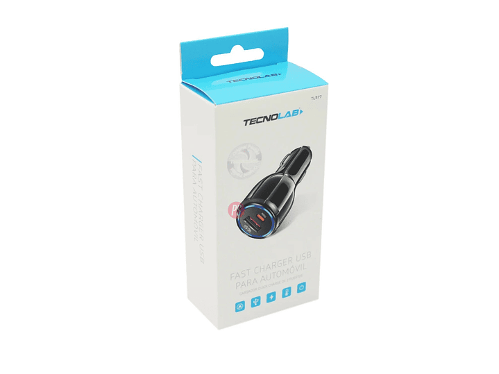 Cargador Auto 60W USB-A + Tipo C Carga Rapida 12V - PS 4