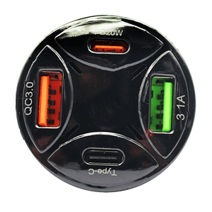 Cargador Auto PD QC USB-A + Tipo C 3.1A 2 Puertos - PS