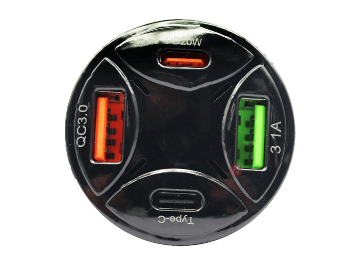 Cargador Auto PD QC USB-A + Tipo C 3.1A 2 Puertos - PS 2