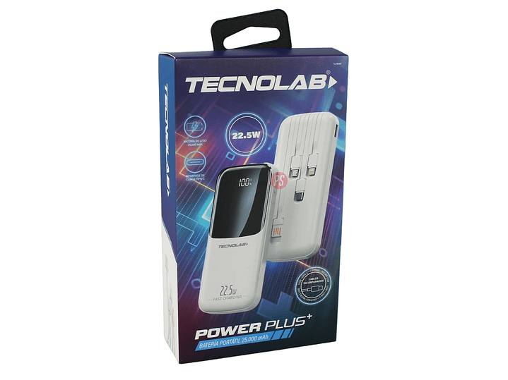 Power Bank 25000mAh 22.5W con 4 Cables Carga Rápida - PS 10