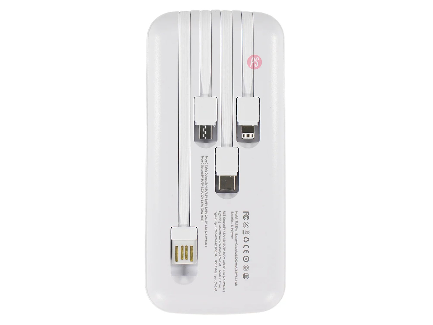 Power Bank 15000mAh 22.5W con 4 Cables Integrados - PS 2