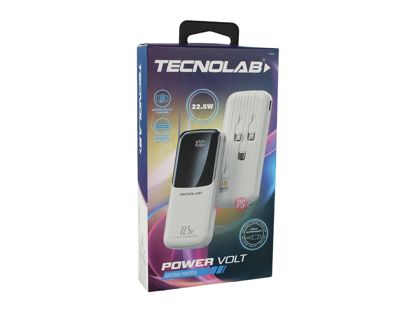 Power Bank 15000mAh 22.5W con 4 Cables Integrados - PS 5