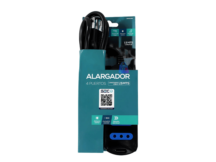 Alargador Electrico 4 Enchufes Certificado SEC Colores - PS 2