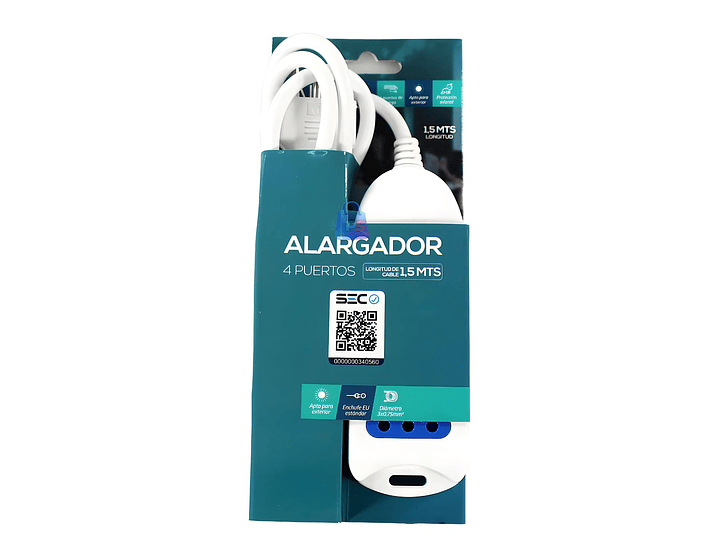 Alargador Electrico 4 Enchufes Certificado SEC Colores - PS 6