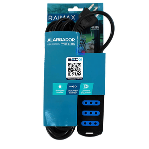 Alargador Electrico 4 Enchufes 5m SEC Colores - PS