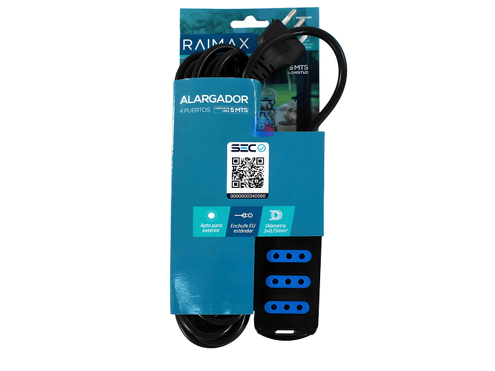 Alargador Electrico 4 Enchufes 5m SEC Colores - PS 2