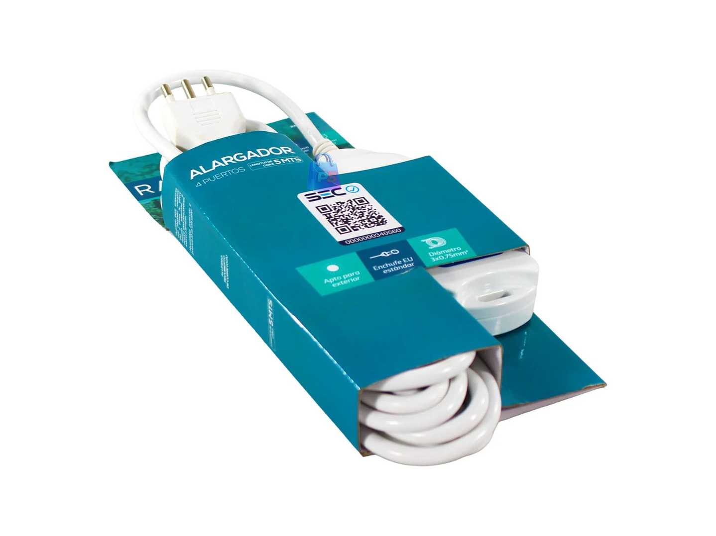 Alargador Electrico 4 Enchufes 5m SEC Colores - PS 7