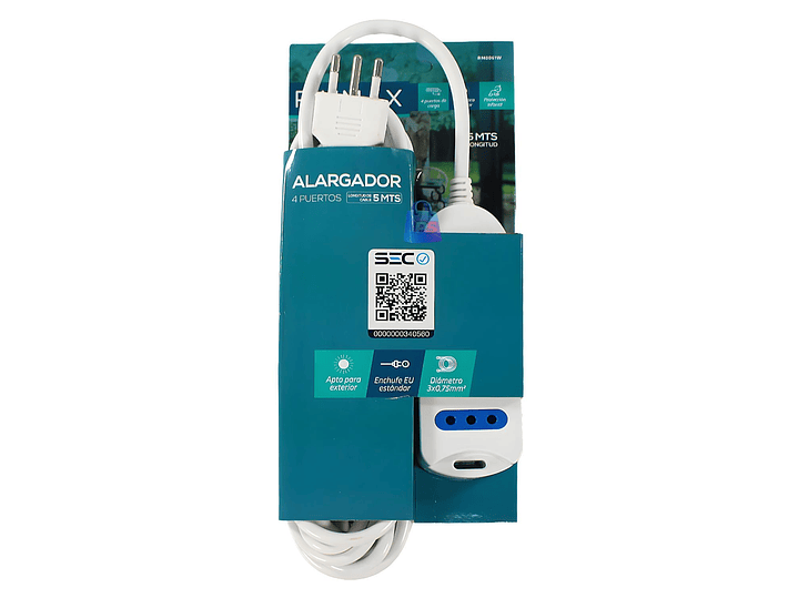 Alargador Electrico 4 Enchufes 5m SEC Colores - PS 6