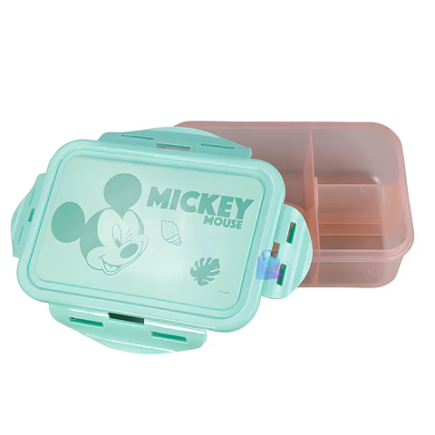 Hermético Mickey 700ml Divisiones + Cubiertos Mickey - PS