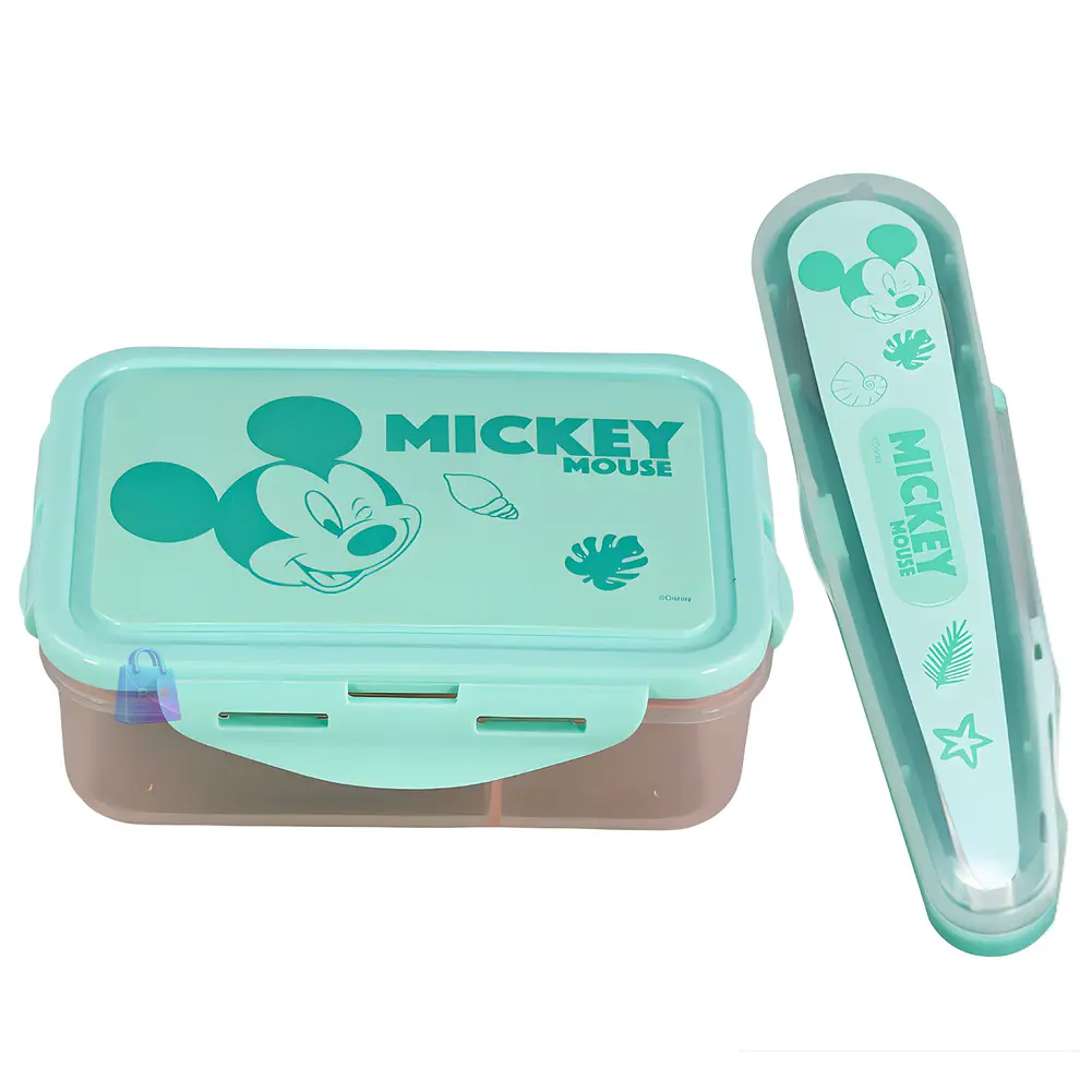 Hermético Mickey 700ml Divisiones + Cubiertos Mickey - PS 1