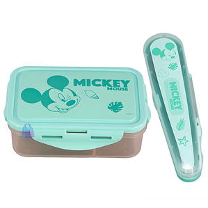 Hermético Mickey 700ml Divisiones + Cubiertos Mickey - PS