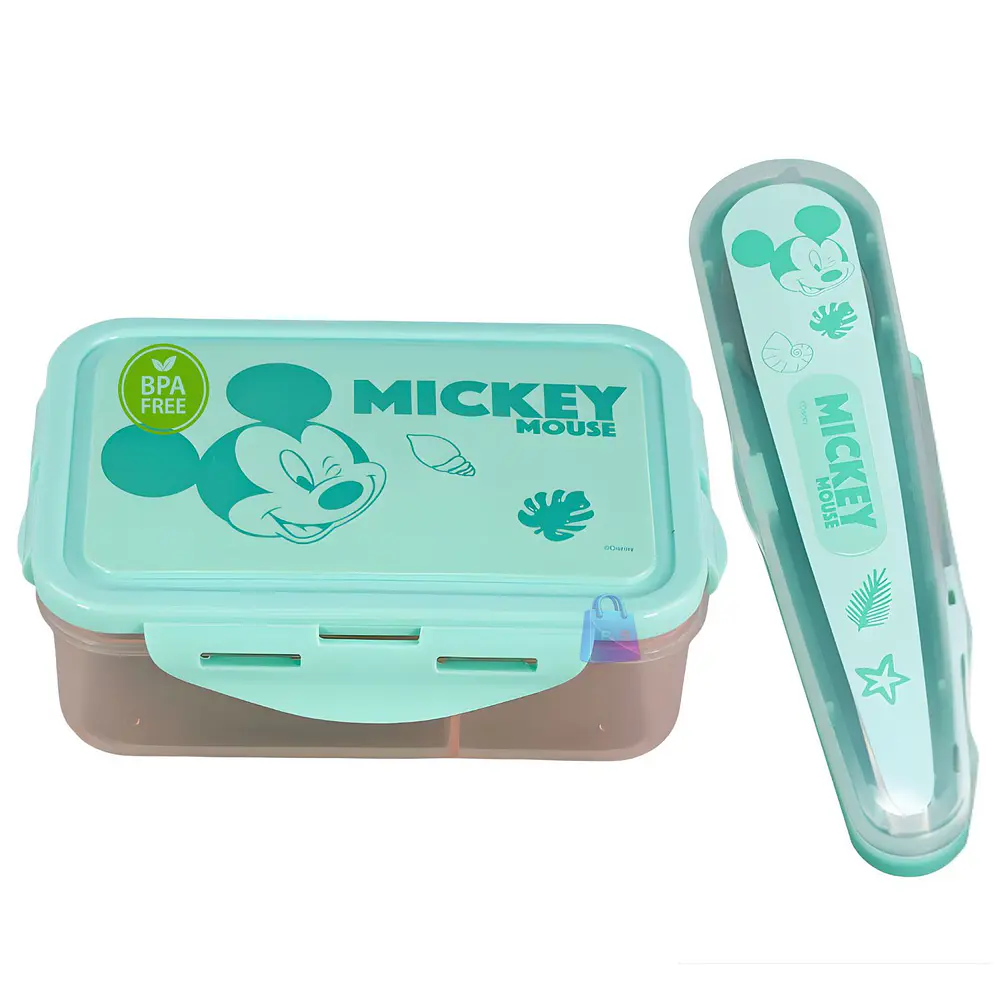 Hermético Mickey 700ml Divisiones + Cubiertos Mickey - PS 4