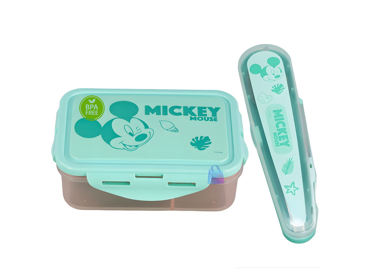 Hermético Mickey 700ml Divisiones + Cubiertos Mickey - PS 4