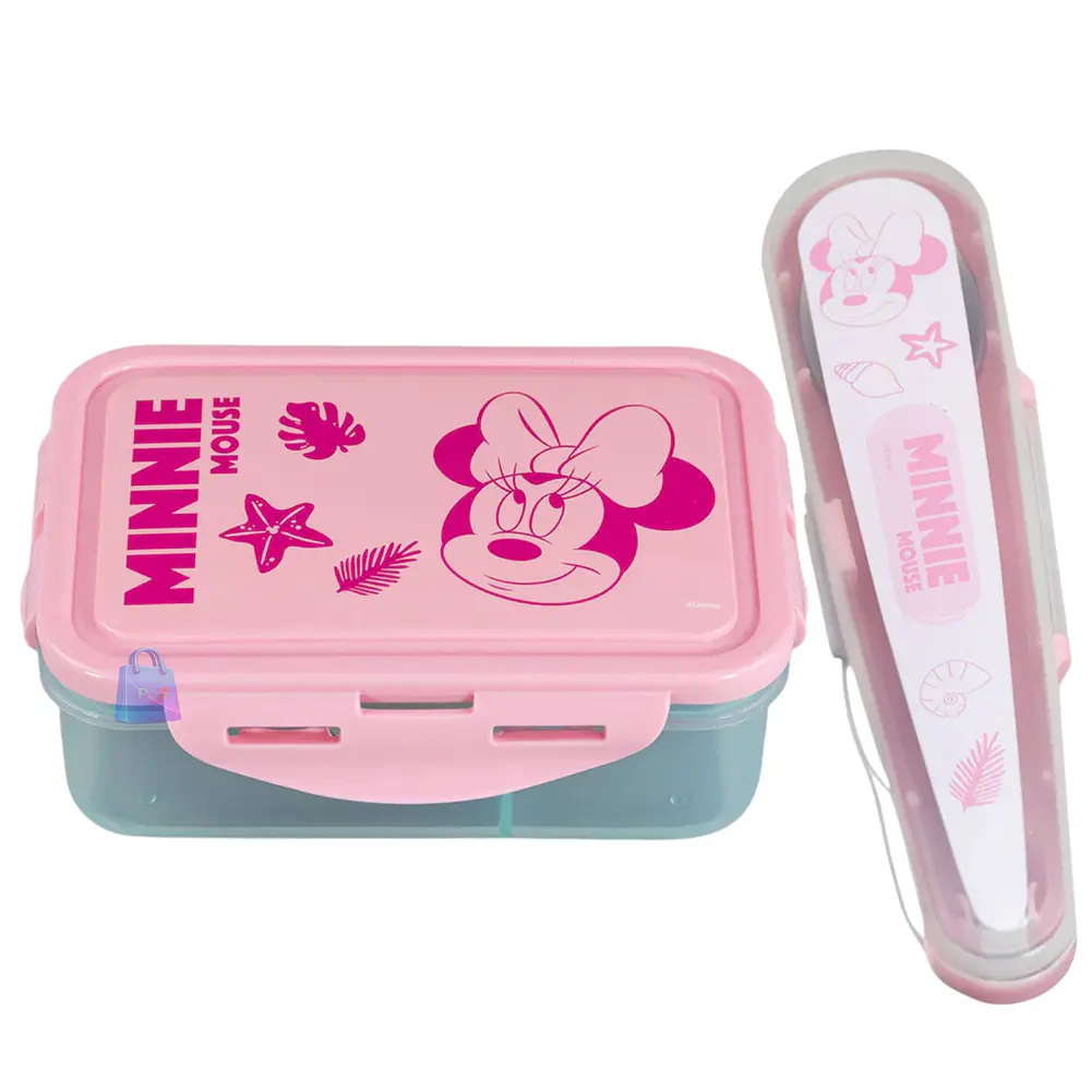 Hermético Minnie 700ml Divisiones + Cubiertos Minnie - PS 1