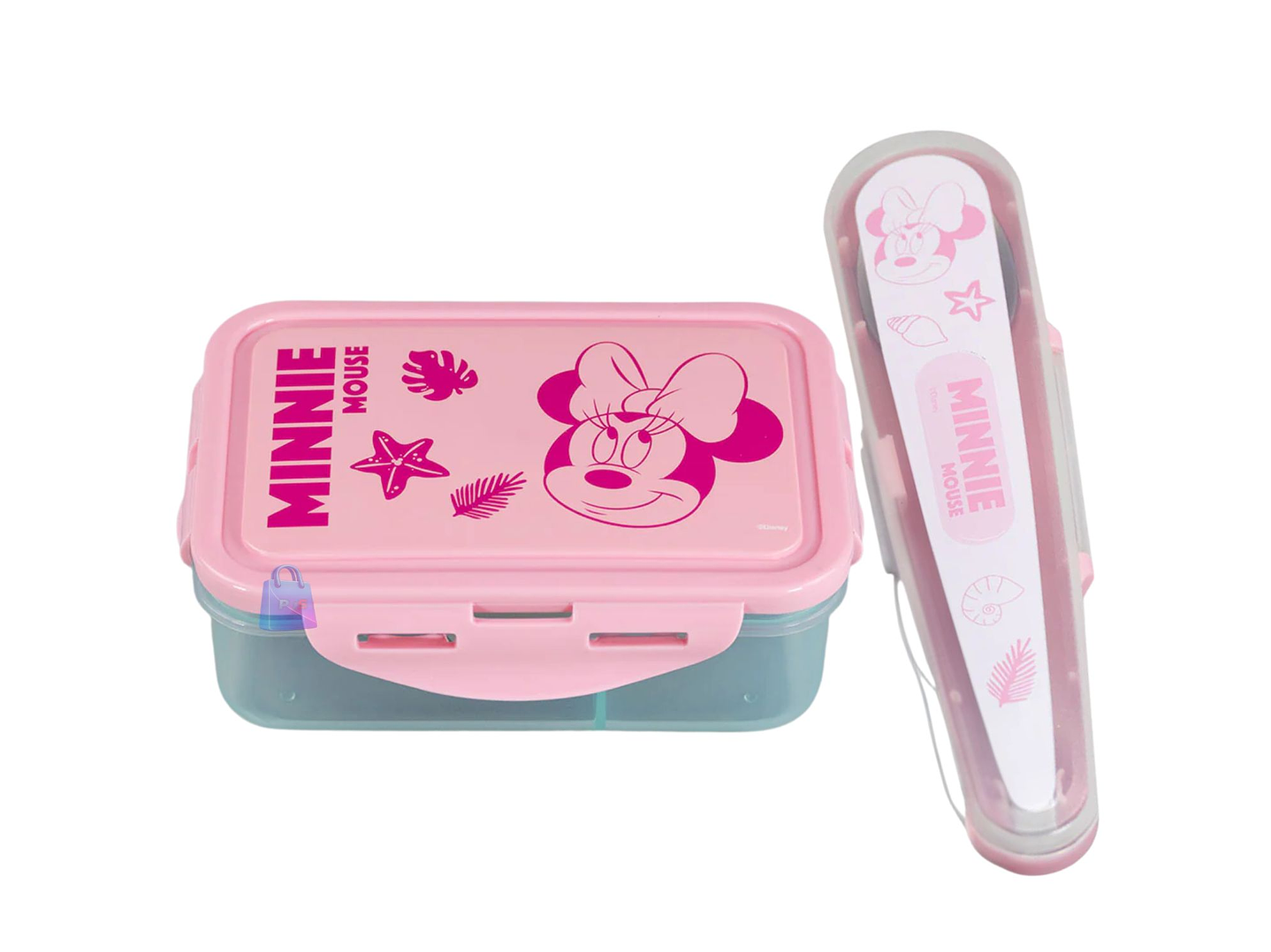Hermético Minnie 700ml Divisiones + Cubiertos Minnie - PS 1