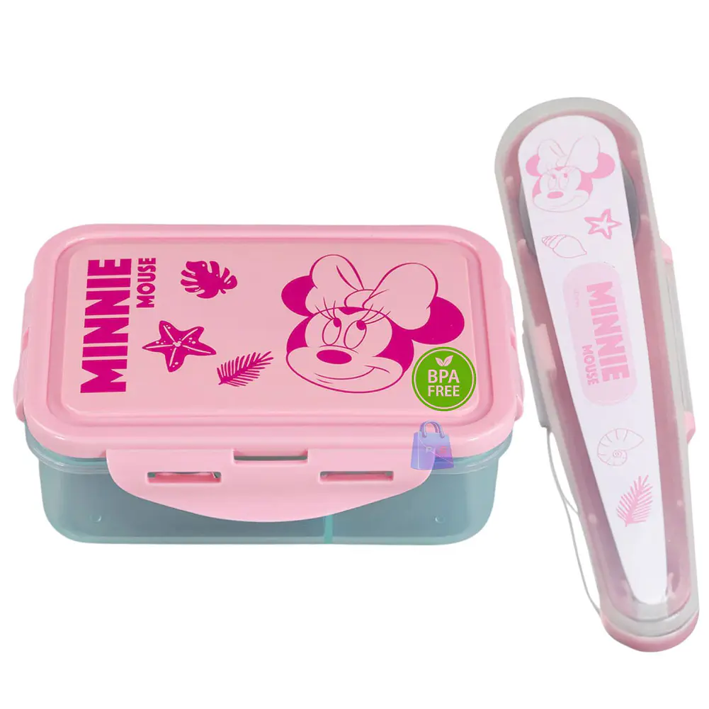 Hermético Minnie 700ml Divisiones + Cubiertos Minnie - PS 4