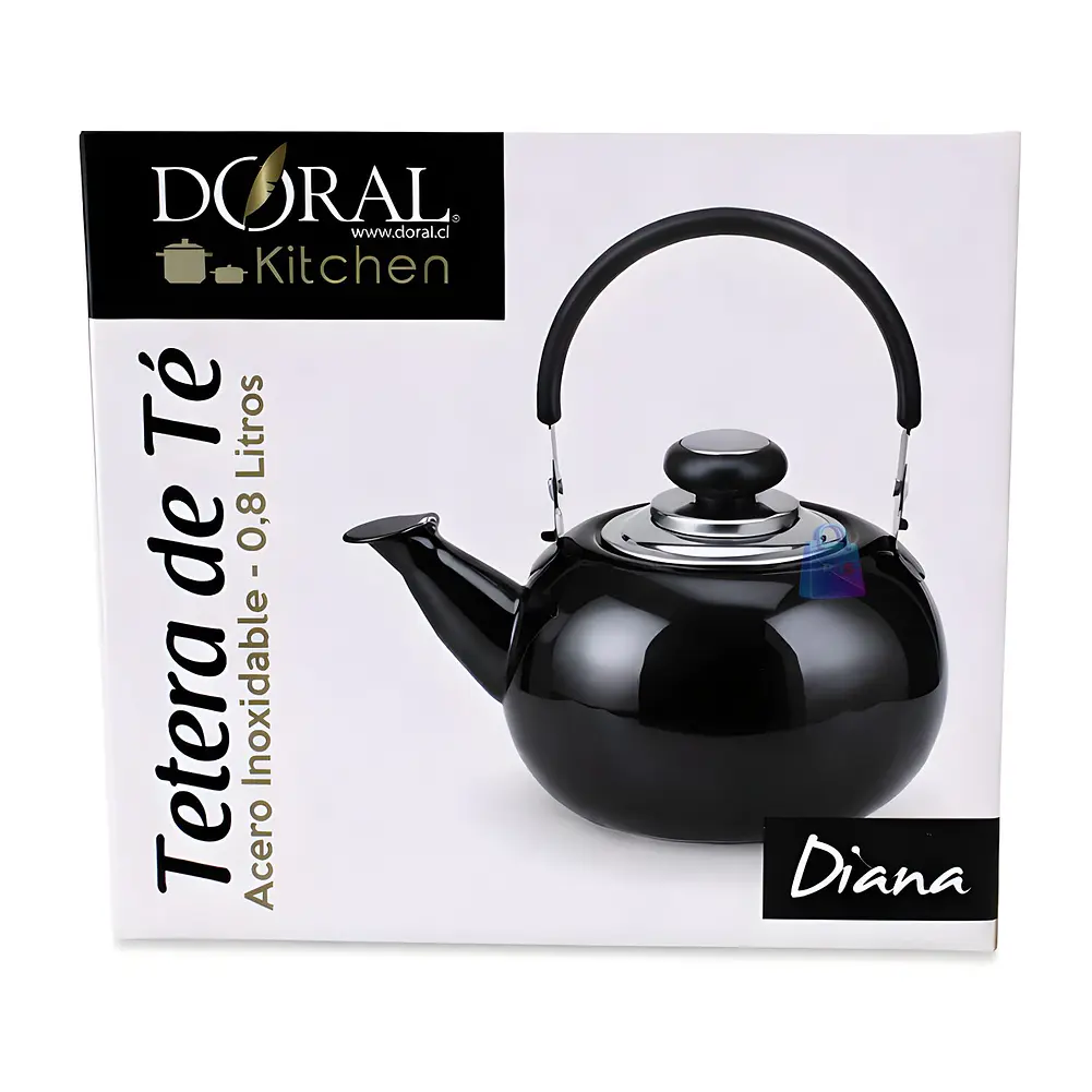 Tetera De Acero Inoxidable 800ml Color Negro - PS 4
