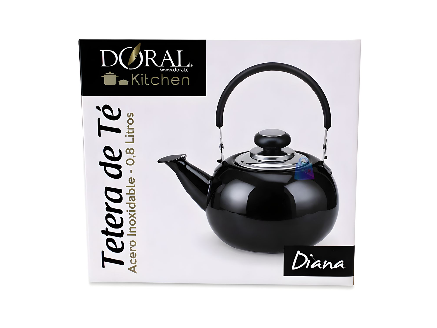 Tetera De Acero Inoxidable 800ml Color Negro - PS 4