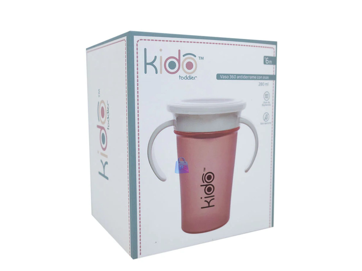 Vaso 360 Antiderrame Kido 280ml con Asas Bebé Colores - PS 5