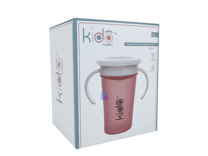 Vaso 360 Antiderrame Kido 280ml con Asas Bebé Colores - PS 5