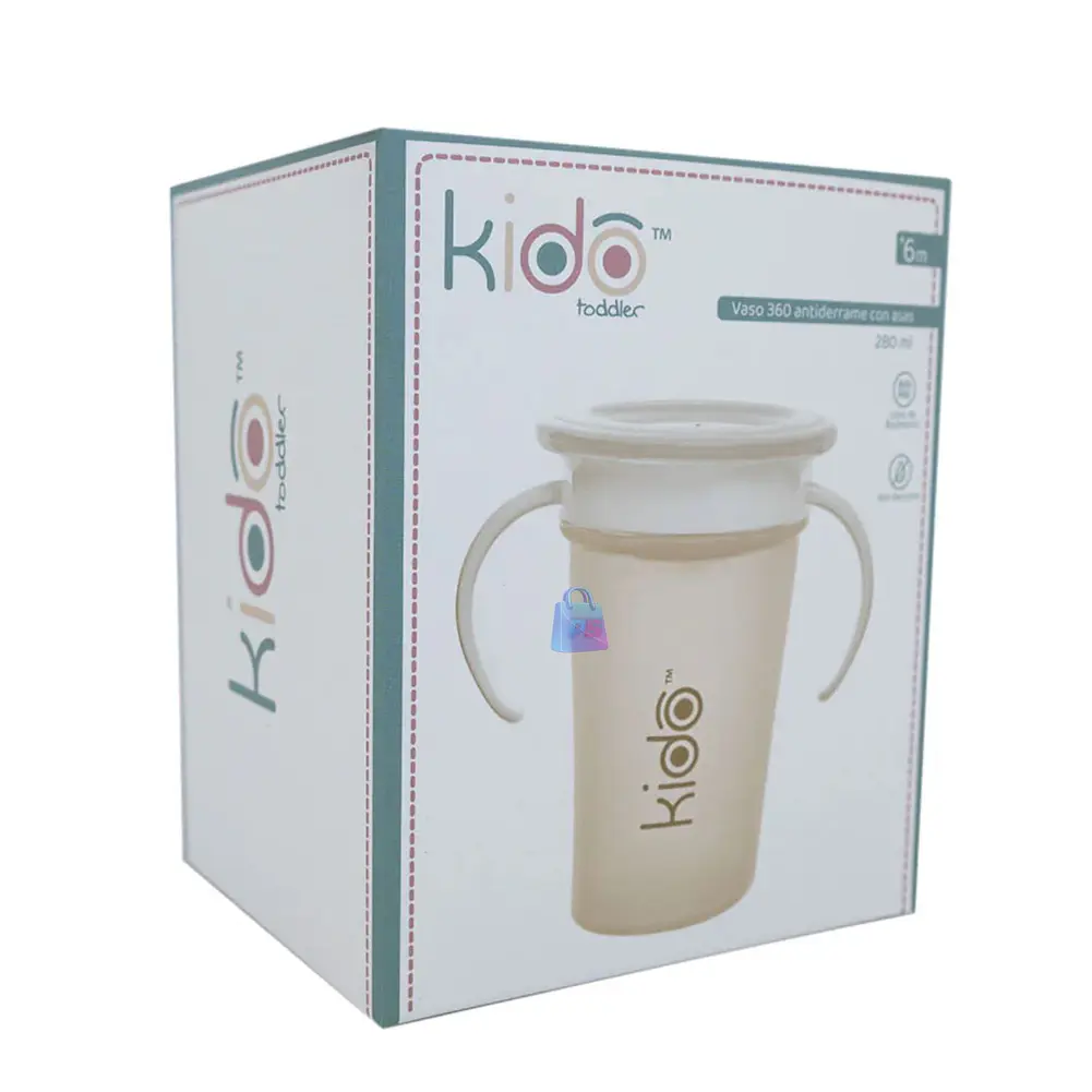 Vaso 360 Antiderrame Kido 280ml con Asas Bebé Colores - PS 10