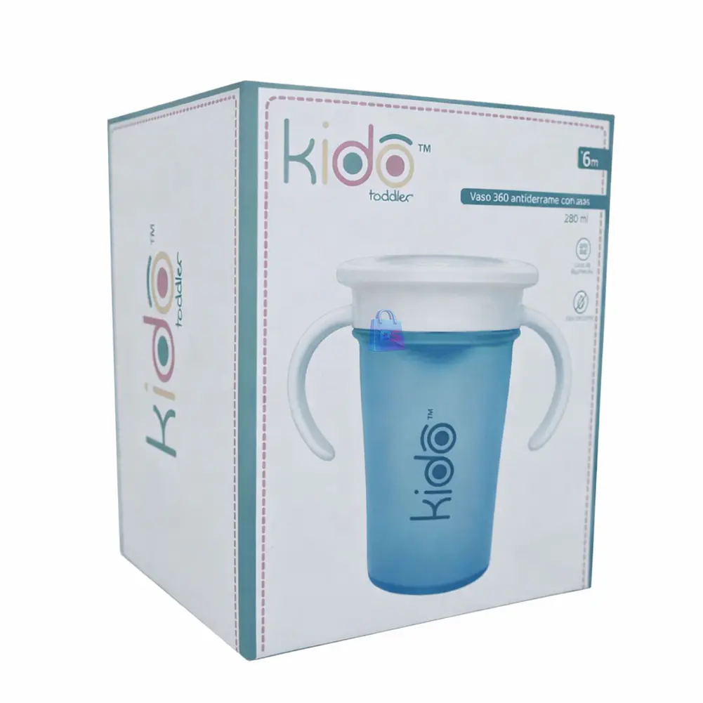 Vaso 360 Antiderrame Kido 280ml con Asas Bebé Colores - PS 14