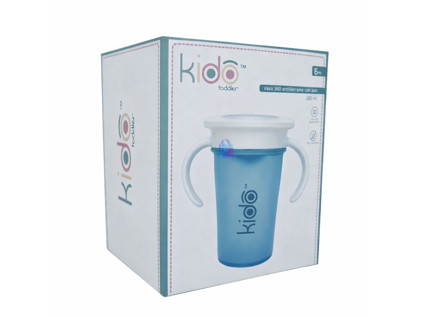 Vaso 360 Antiderrame Kido 280ml con Asas Bebé Colores - PS 14