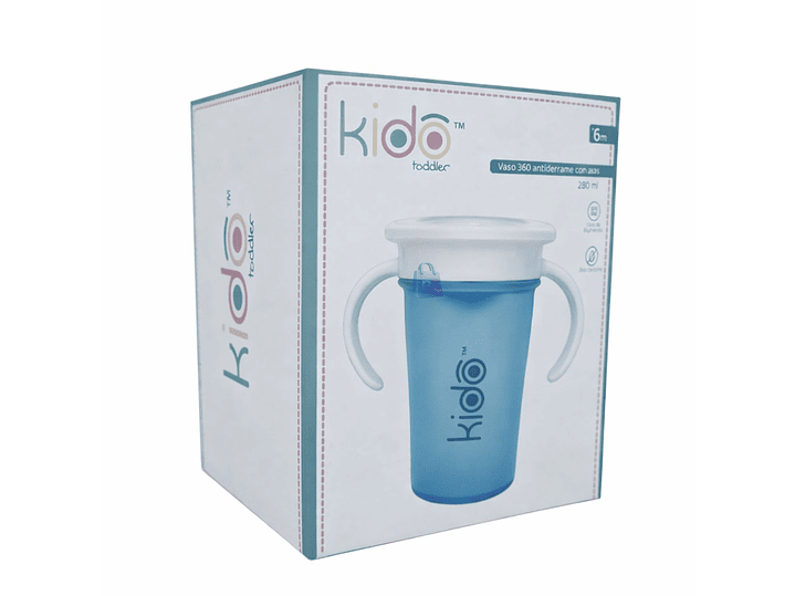 Vaso 360 Antiderrame Kido 280ml con Asas Bebé Colores - PS 14