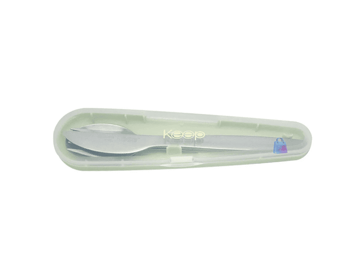 Hermético Keep 650ml Acero + Cubiertos On The Go - PS 12