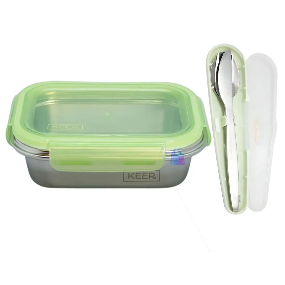 Hermético Keep 650ml Acero + Cubiertos On The Go - PS 8