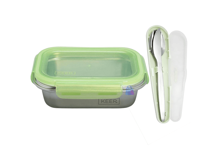 Hermético Keep 650ml Acero + Cubiertos On The Go - PS 8