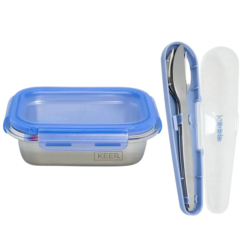 Hermético Keep 650ml Acero + Cubiertos On The Go - PS 1