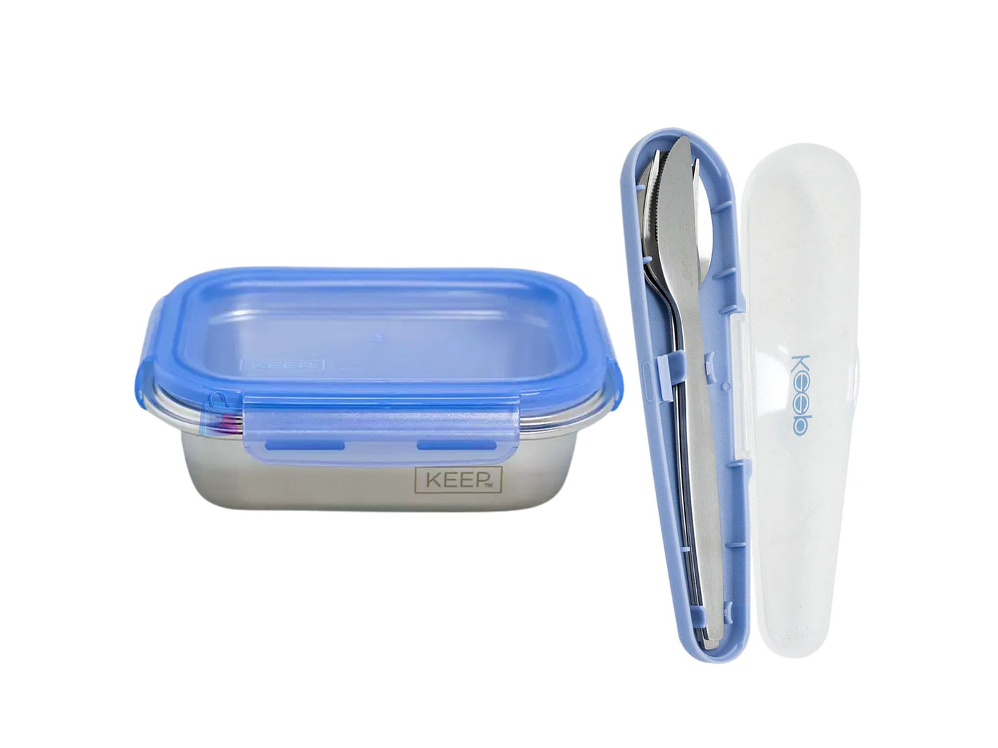 Hermético Keep 650ml Acero + Cubiertos On The Go - PS 1