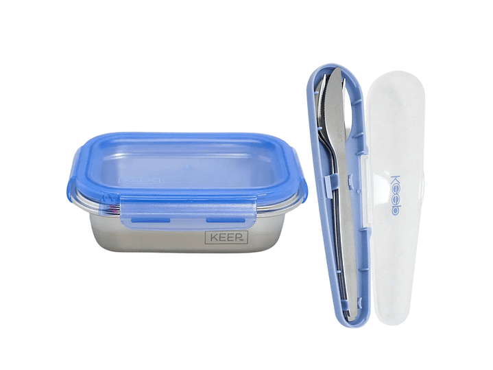 Hermético Keep 650ml Acero + Cubiertos On The Go - PS 1