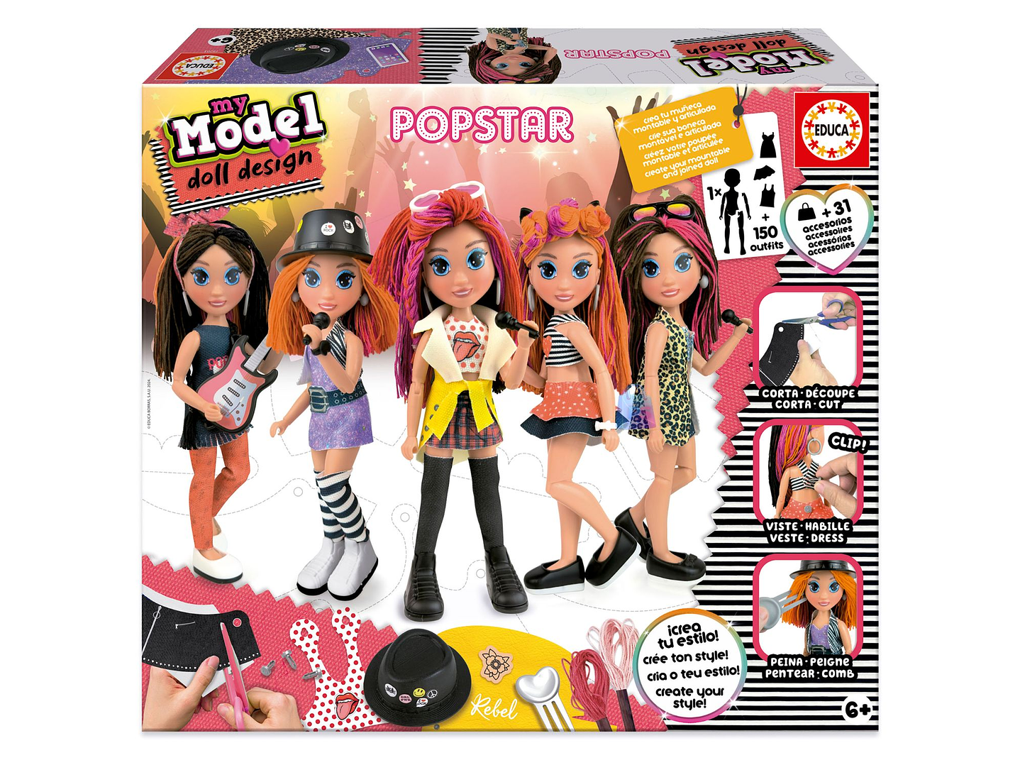 Muñeca Pop Star para Diseñar Ropa +150 Looks Creativos - PS 1