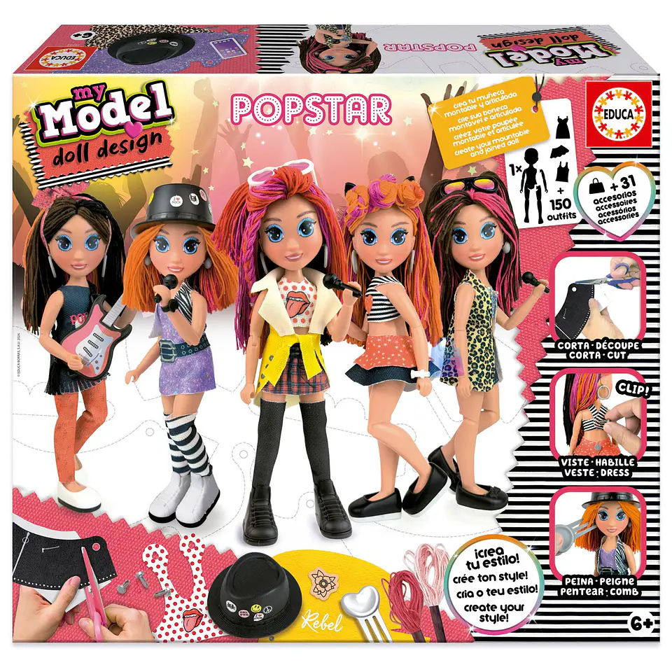 Muñeca Pop Star para Diseñar Ropa +150 Looks Creativos - PS 1