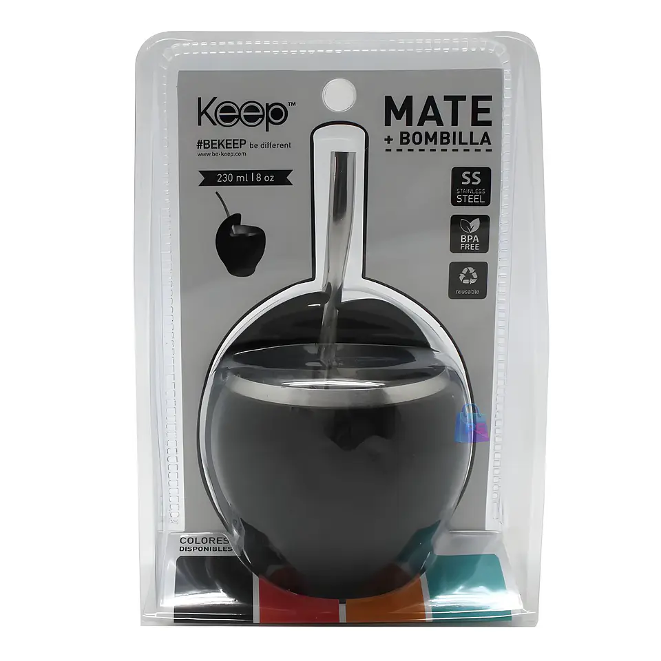 Mate Acero Inoxidable 230ml con Bombilla Colores - PS 12