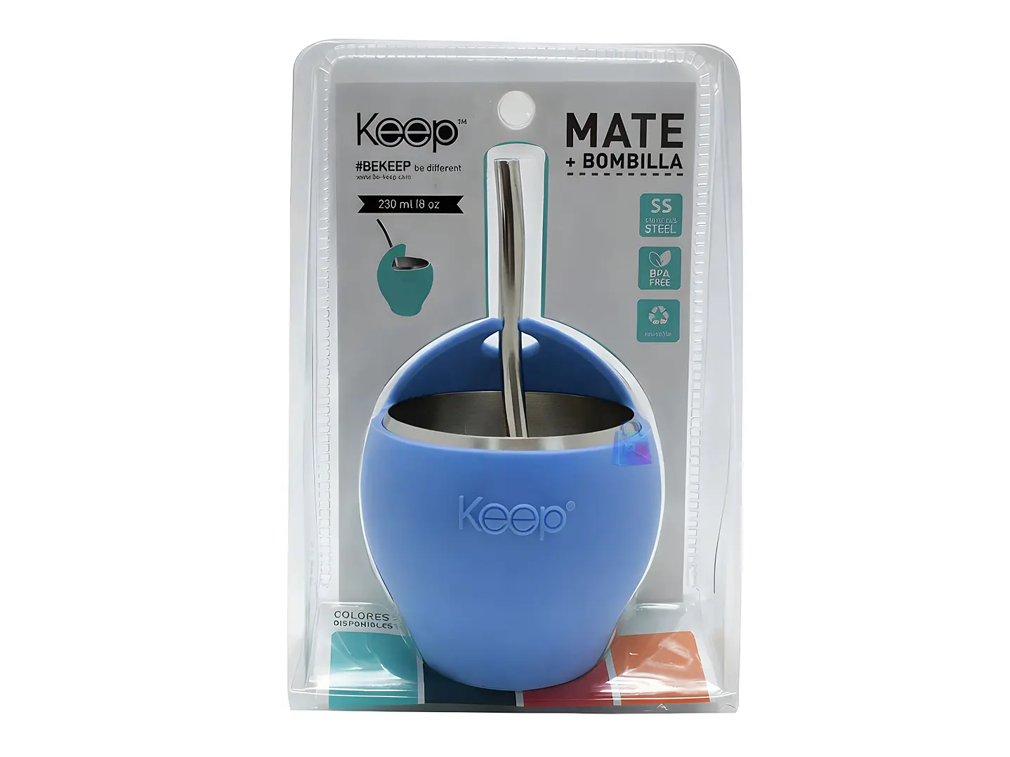 Mate Acero Inoxidable 230ml con Bombilla Colores - PS 4