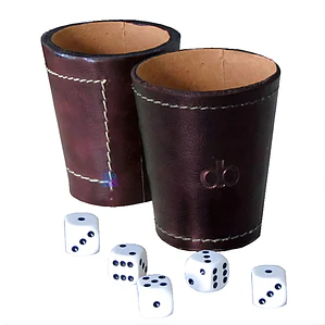 Vaso Cacho Cuero Dommo Burano Café + 5 Dados - PS