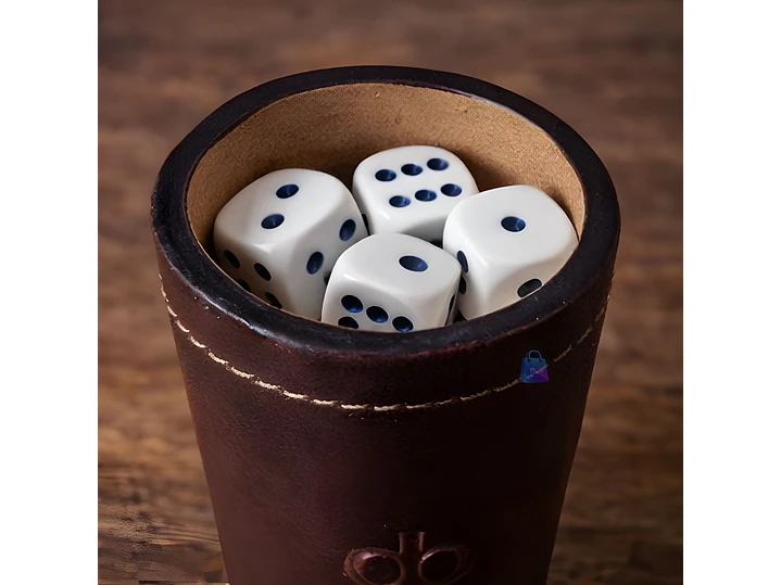 Vaso Cacho Cuero Dommo Burano Café + 5 Dados - PS 2