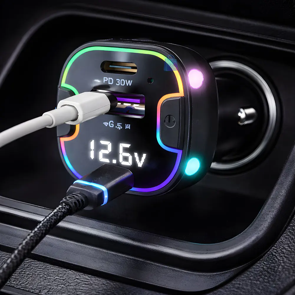 Cargador Auto 75W Multipuerto PD QC + Cable - PS 2