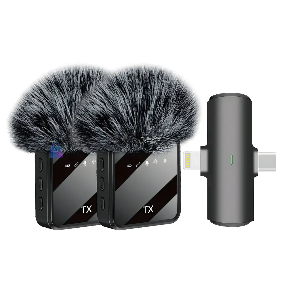Micrófono Lavalier Dual Inalámbrico USB-C - Lightning - PS 1