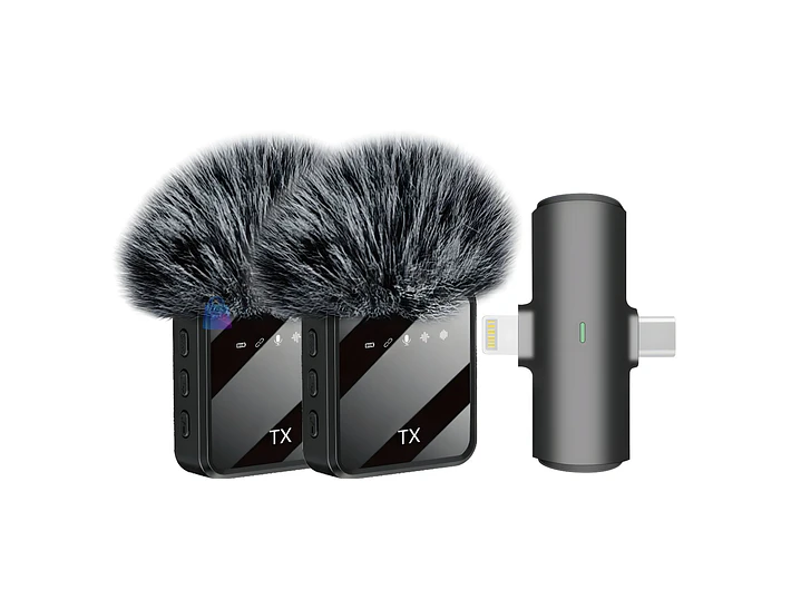 Micrófono Lavalier Dual Inalámbrico USB-C - Lightning - PS 1